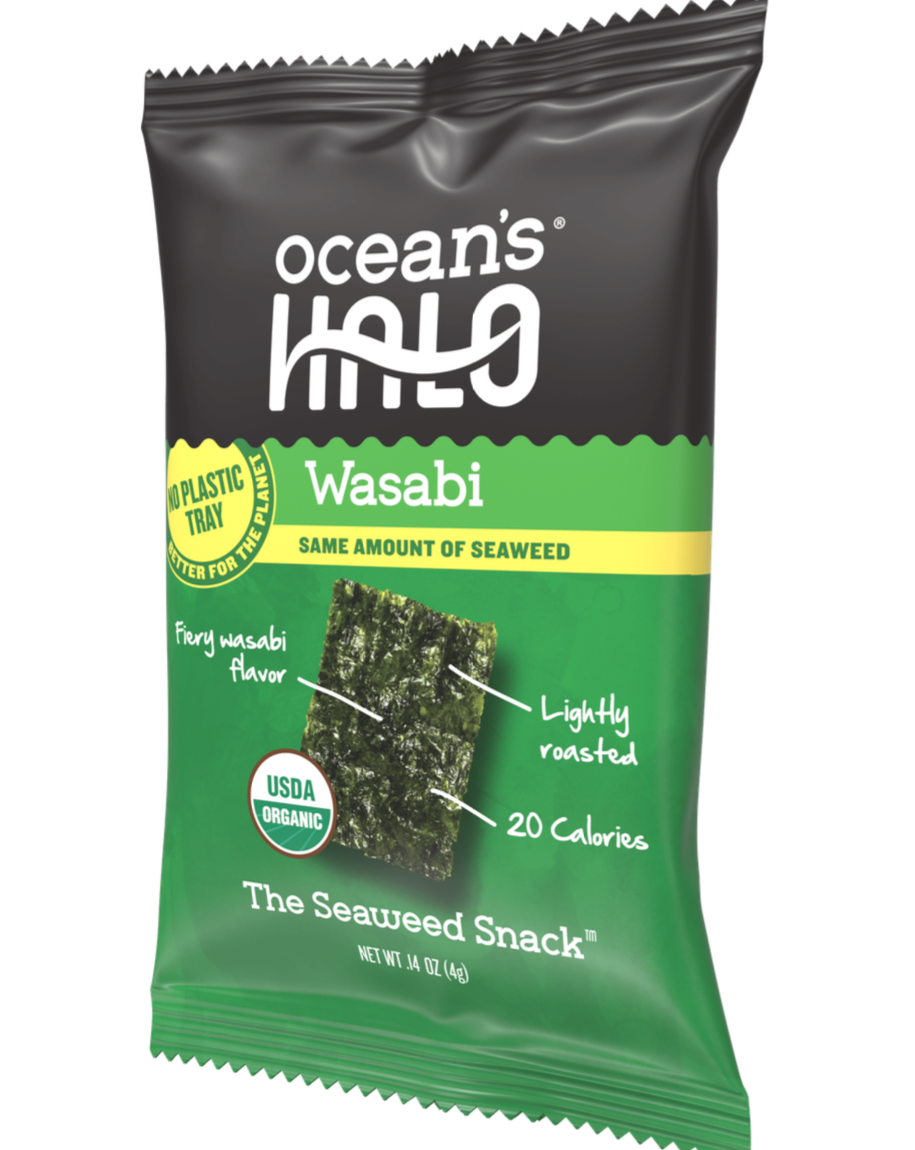 2 of 5 Trayless Wasabi Seaweed Snacks, 20-Pack - No Plastic Tray!