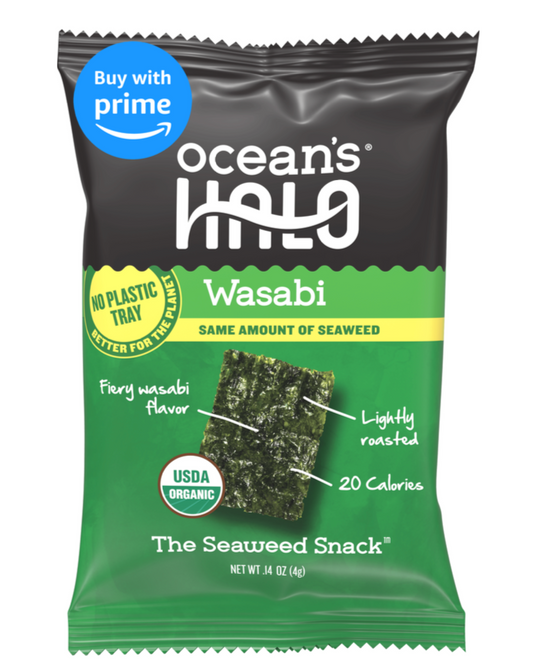 Trayless Wasabi Seaweed Snacks, 20-Pack - No Plastic Tray!