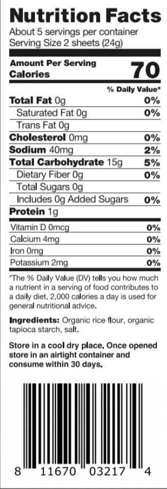 Organic Rice Wraps, 12pk