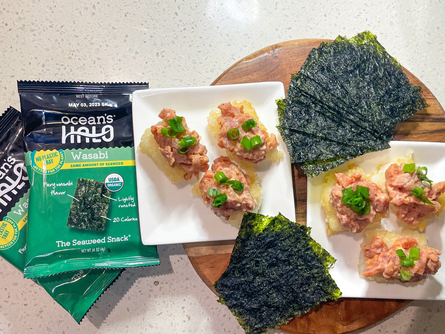 4 of 5 Trayless Wasabi Seaweed Snacks, 20-Pack - No Plastic Tray!