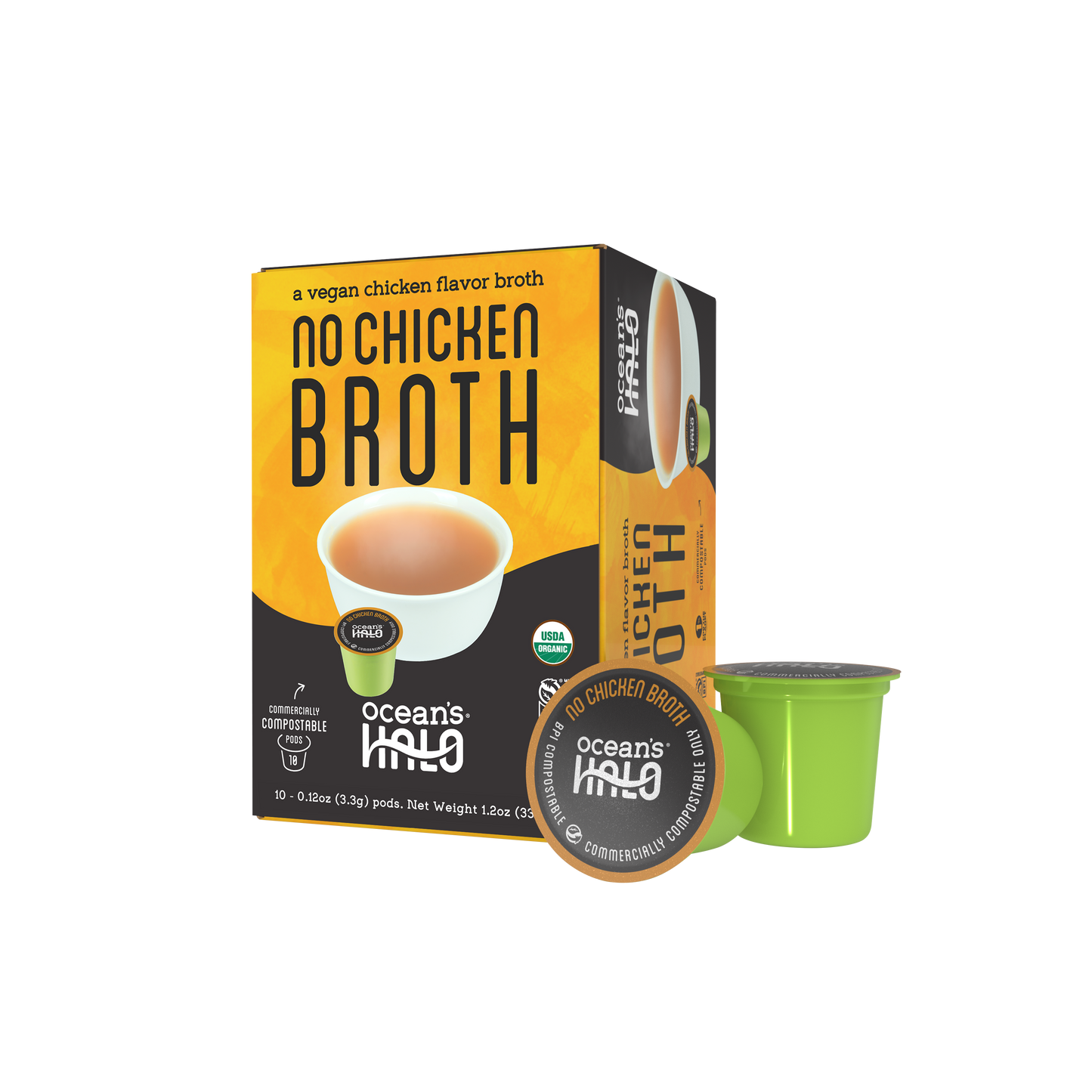 Ocean's Halo Organic and Vegan No Chicken Broth Pods, 10-Pack