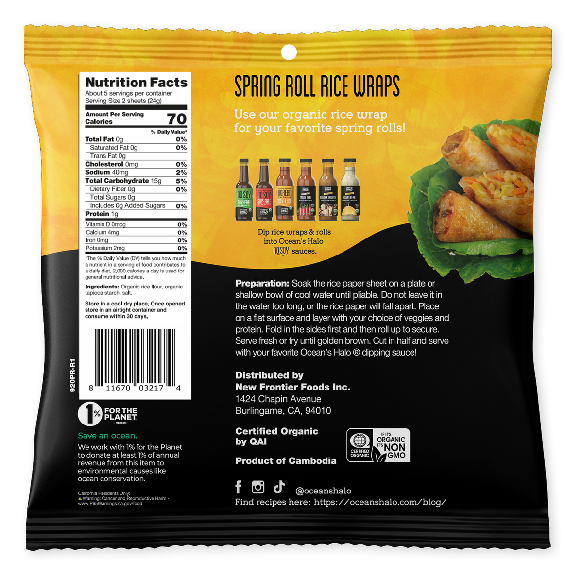 2 of 3  Organic Spring Roll Rice Wraps