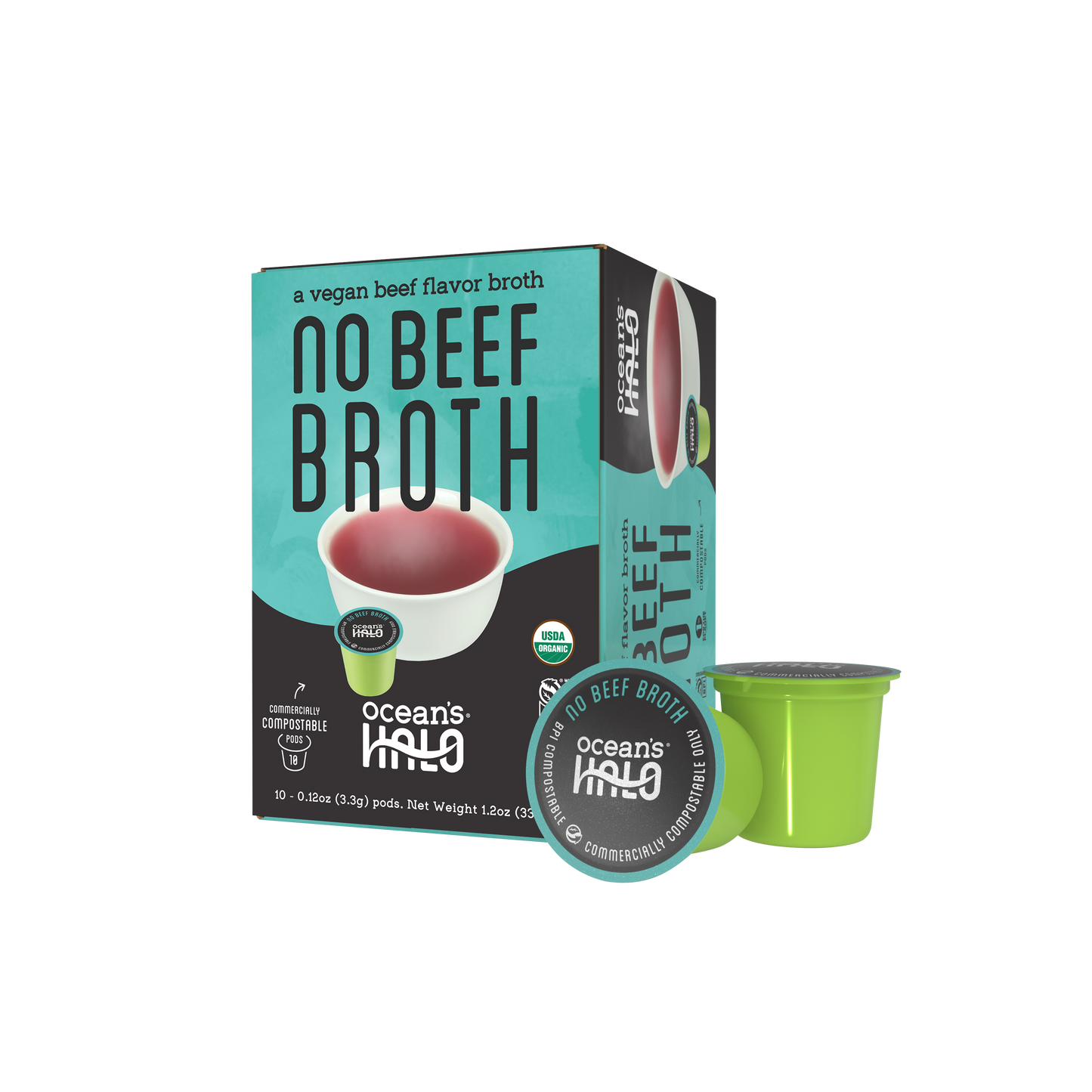 Ocean's Halo Organic and Vegan No Beef Broth Pods, 10-Pack