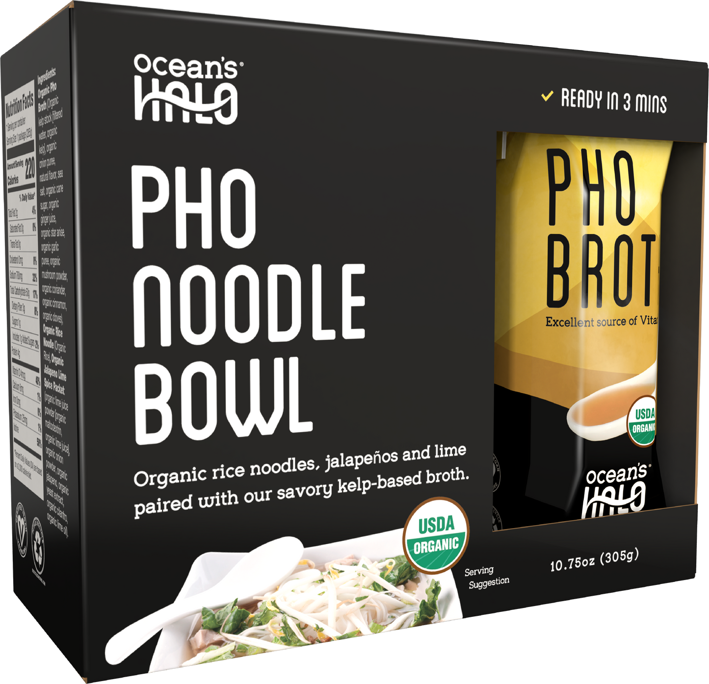 Organic and Vegan Gluten-free Instant Pho Noodle Bowl, 2pk