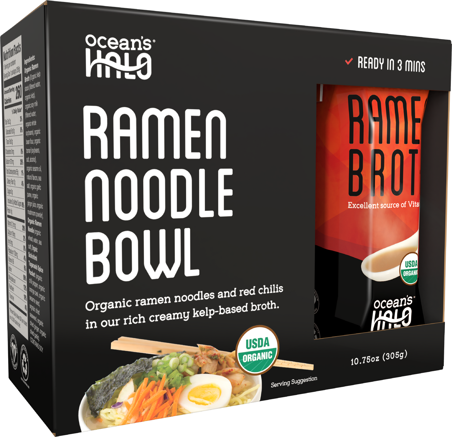 Organic and Vegan Instant Ramen Noodle Bowl, 2pk