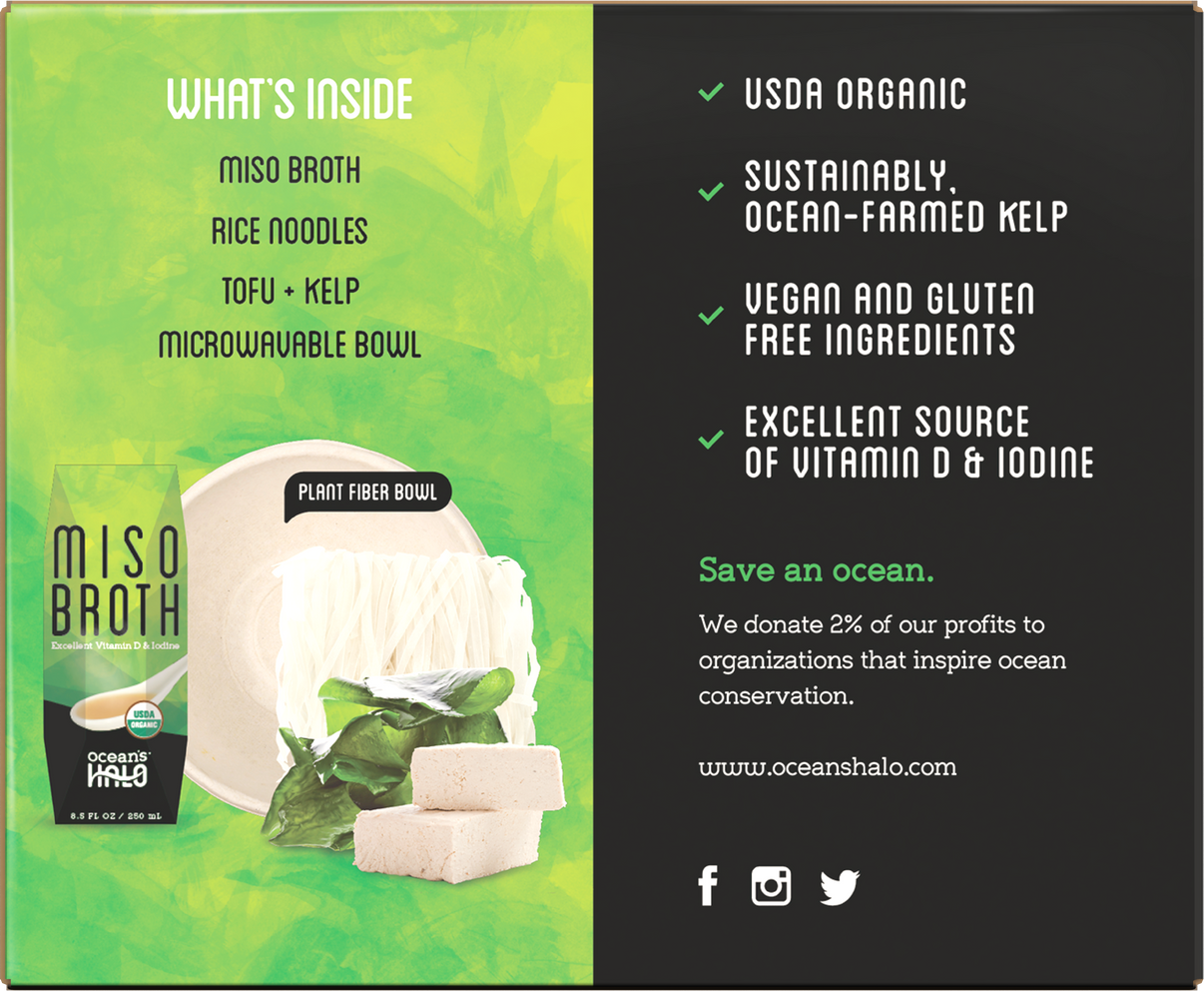 Organic and Vegan Instant Miso Noodle Bowl, 2pk Ocean's Halo