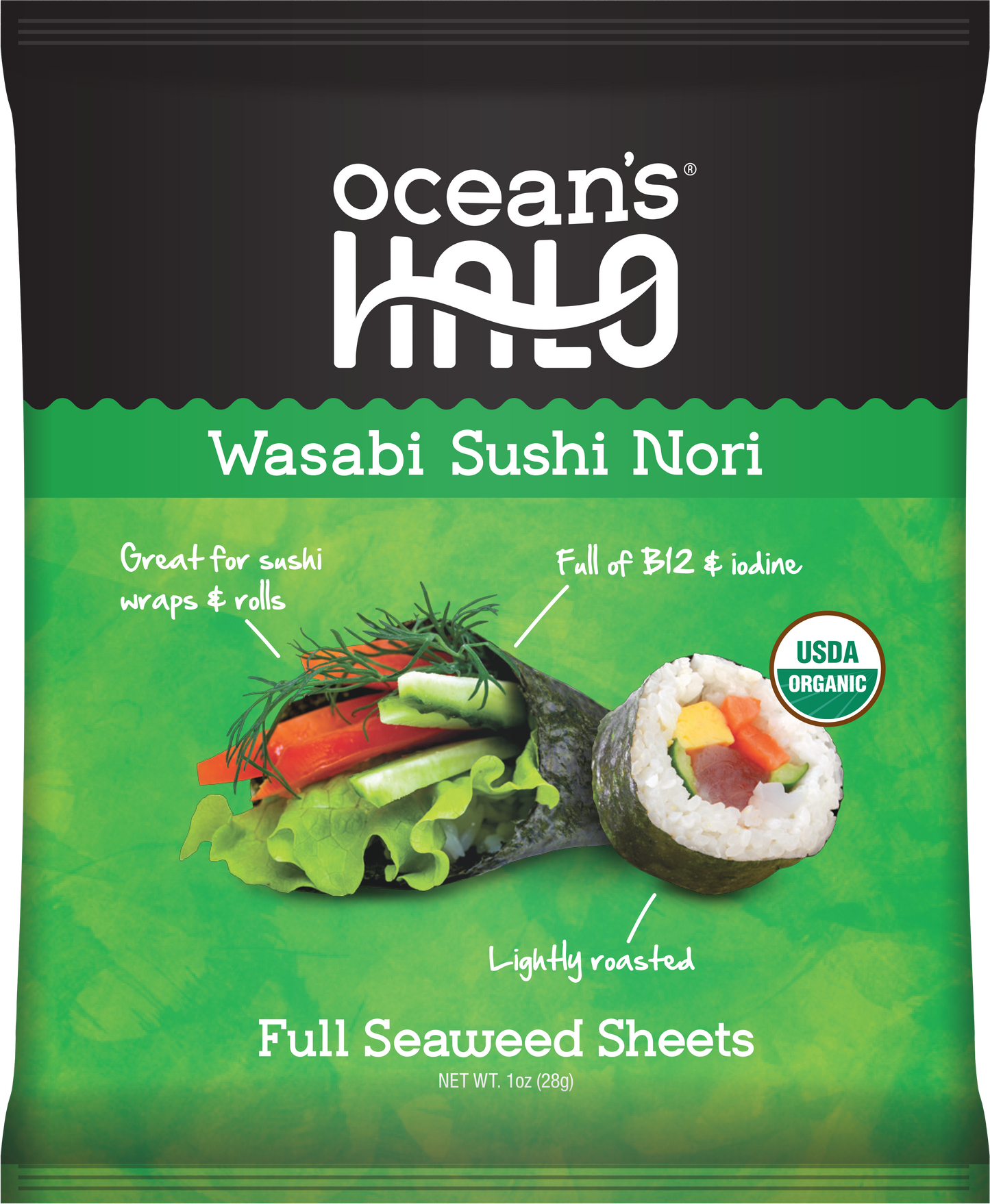 Organic Wasabi-Style Sushi Nori (12-pack Case)
